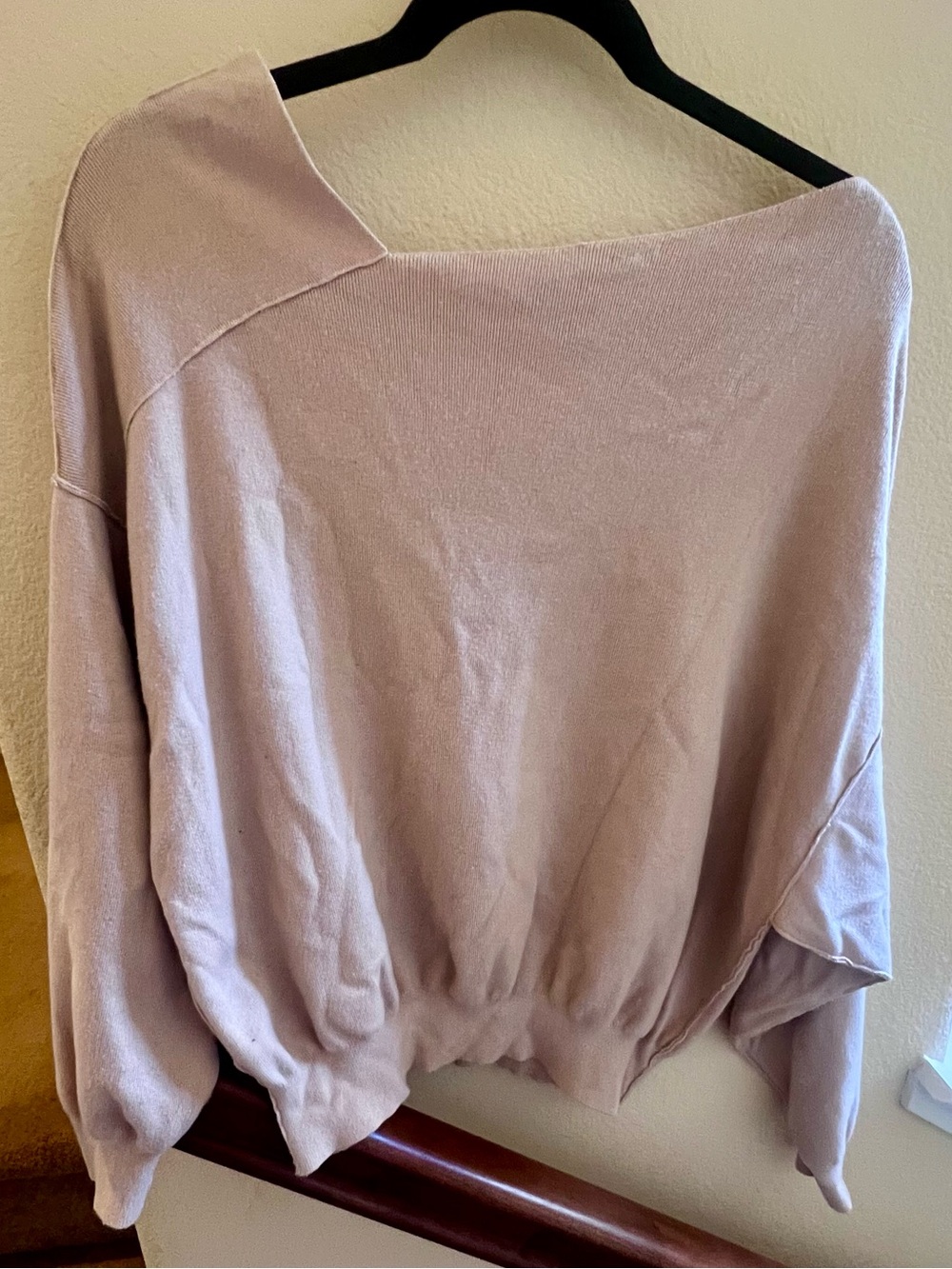Free People Oversized Boatneck Pullover Sweater in Blush Pink Size Small